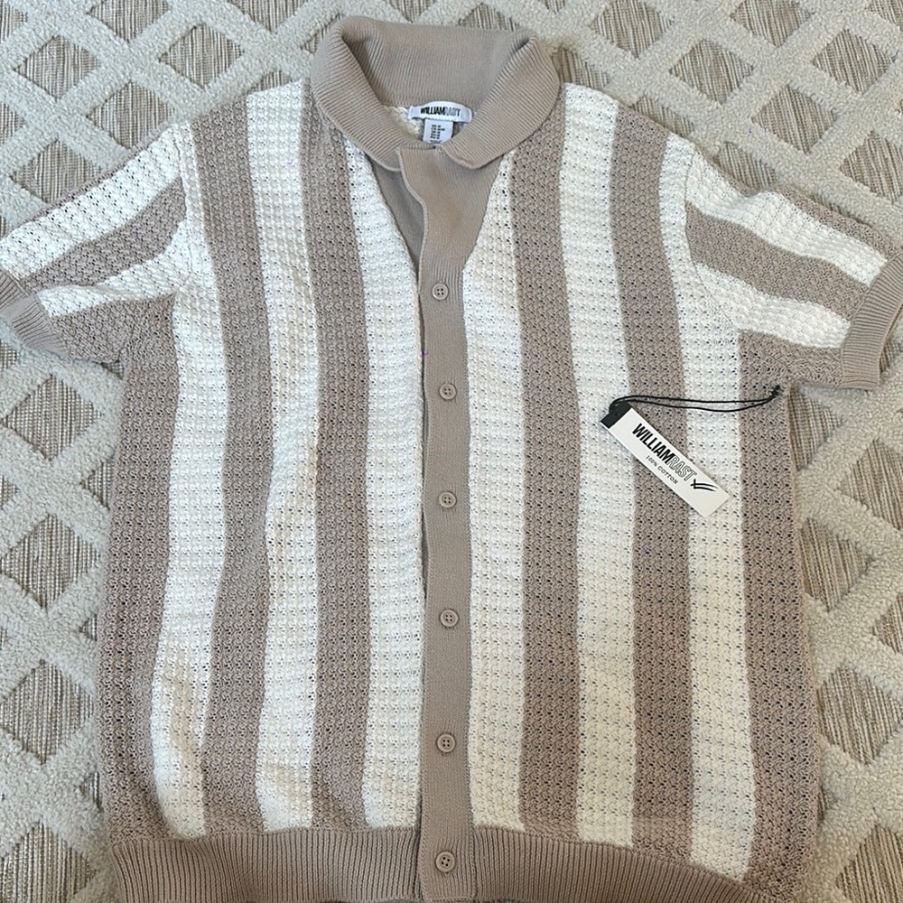 William Rast Tan and White Cardigan Sweater
